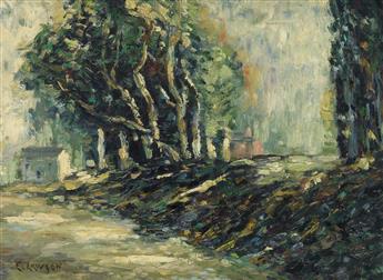ERNEST LAWSON In the Woods: An Outbuilding by a Gulley.
